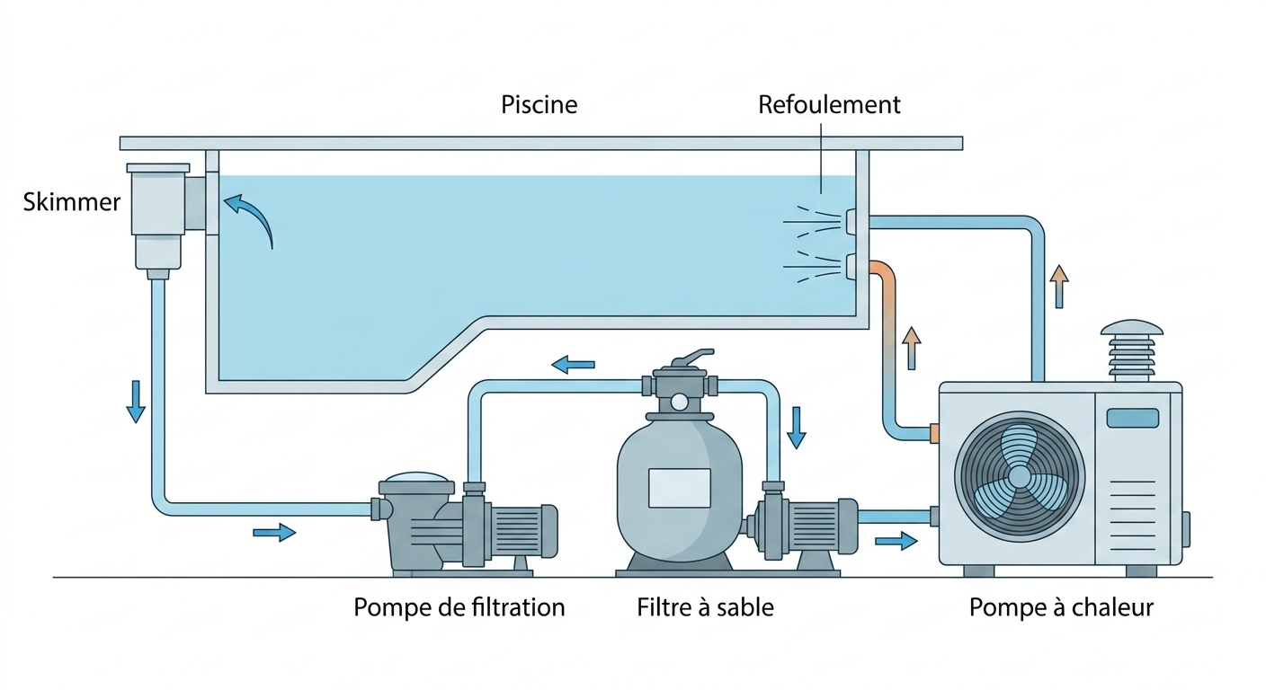 schema installation pompe a chaleur piscine